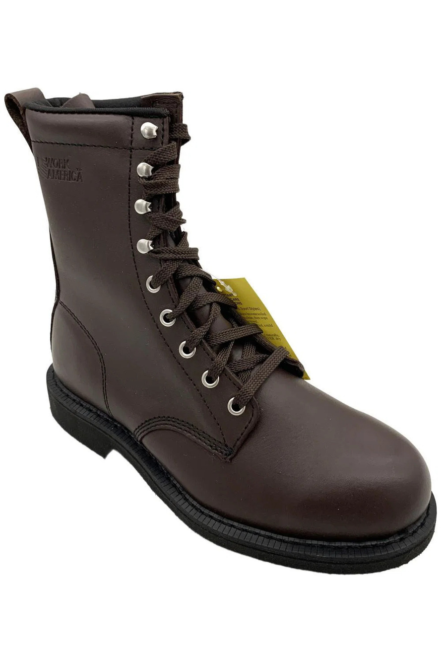 Work America Men's Steel Toe 8" Ankle Boots Farm Brown - Wide